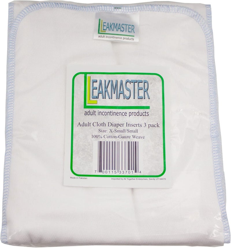 Leakmaster Leak Master Cotton Gauze Reusable Adult Diaper Inserts/Bosters - 3 Pack - Size M/L - Inserts Increase Overall Absorbency - Image 2